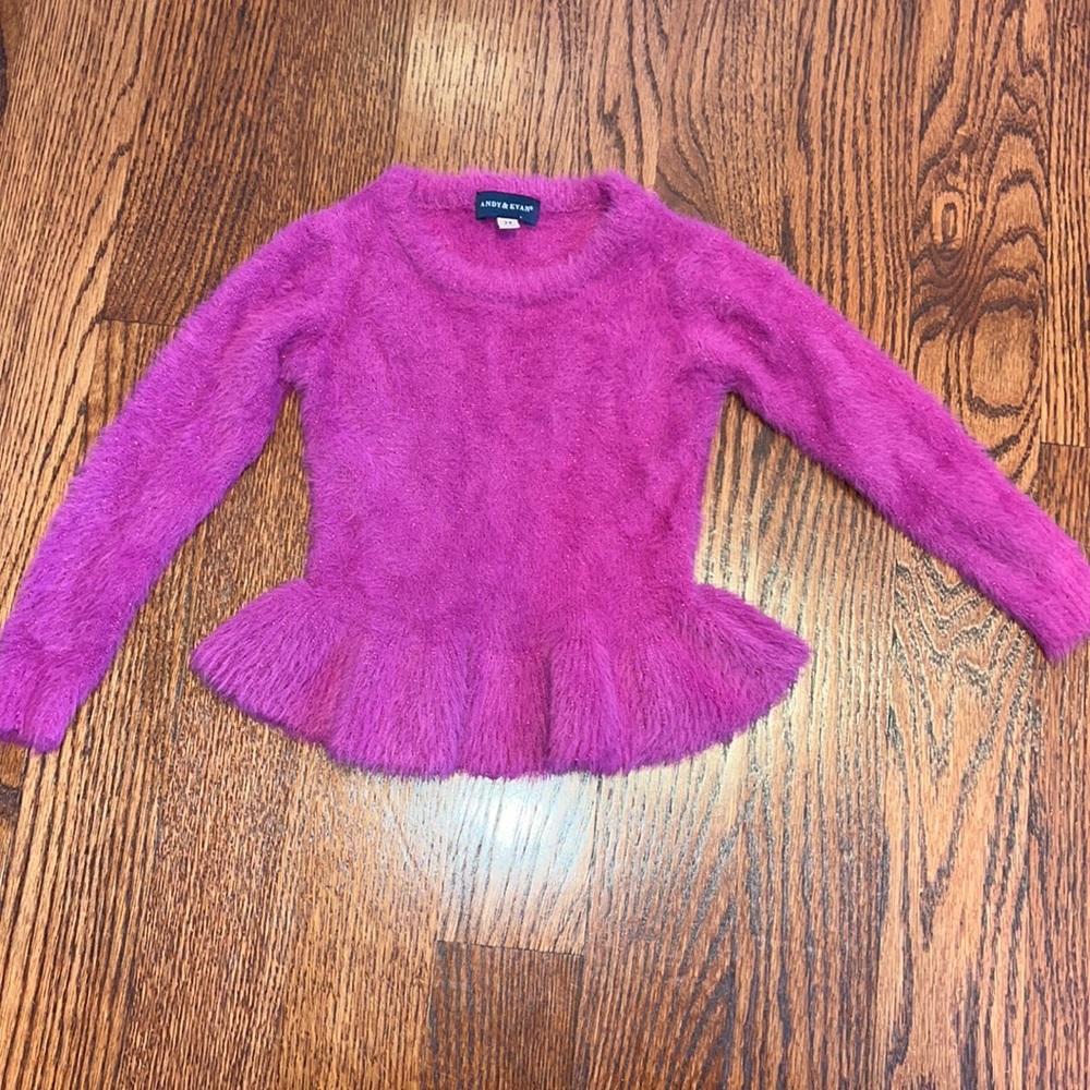 Boutique Andy & Evan fuzzy pink sweater - size 2T